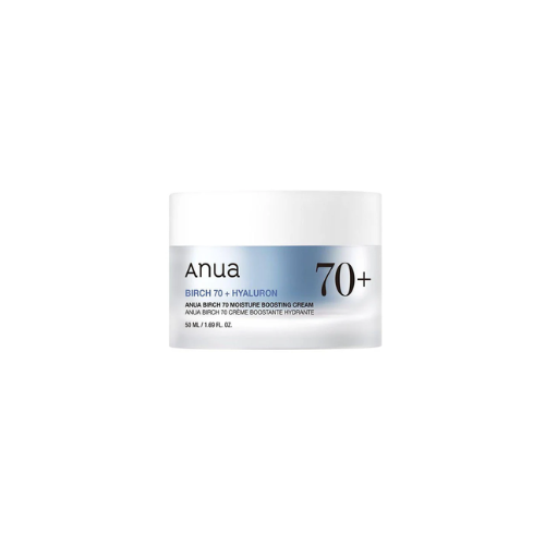 Anua Birch 70+ Hyaluron skincare product packaging on a white background