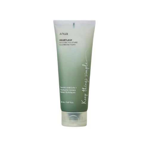 Tube of Anua Heartleaf Silicone Moisture Cleanser Foam on a white background