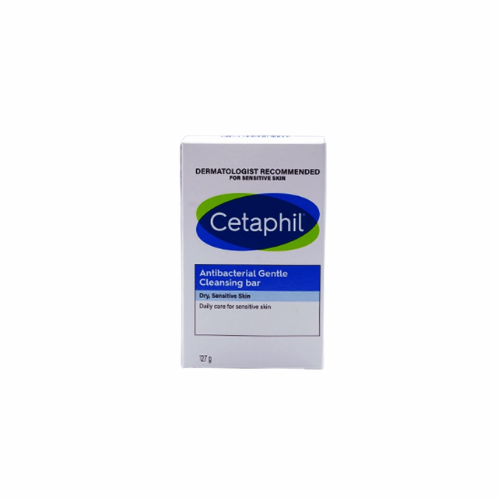 Cetaphil antibacterial gentle cleansing bar packaging on a white background