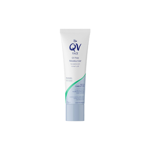 QV Face moisturizer tube on a white background