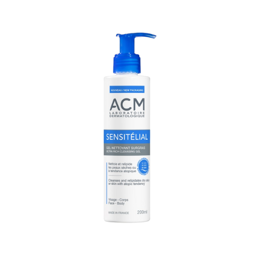 ACM Sensitelial cleansing gel bottle on a white background