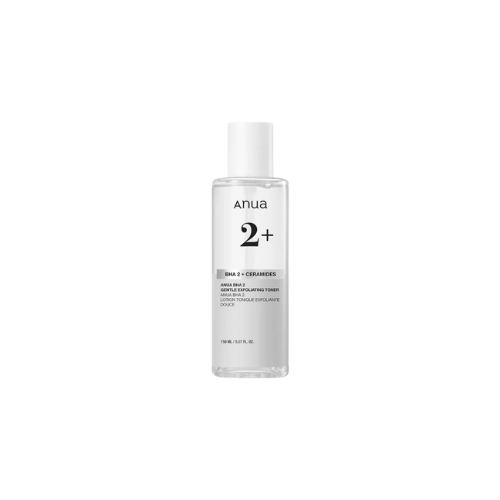 Anua 2+ skincare bottle on a white background