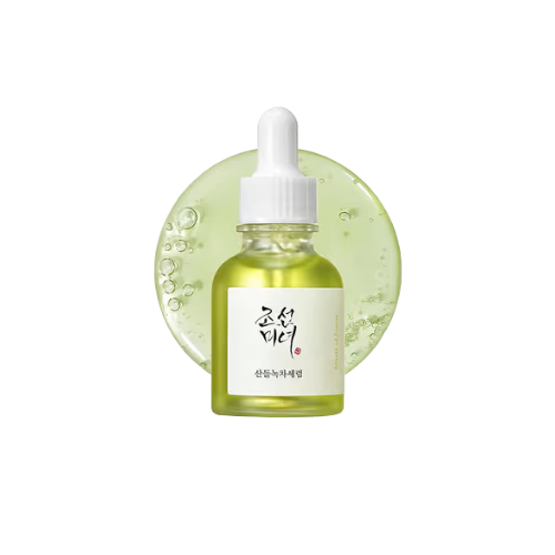 Skincare serum bottle with dropper on a white background