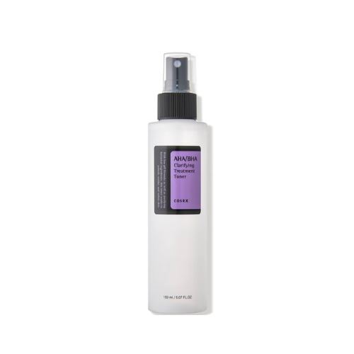 White spray bottle with purple label on a white background