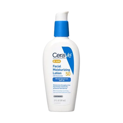 CeraVe facial moisturizing lotion with SPF 50 on a white background