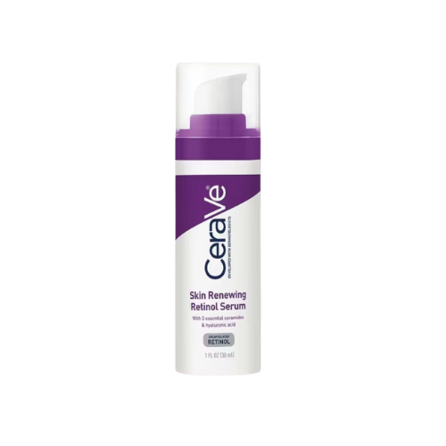 Cerave Skin Renewing Retinol Serum bottle on a white background