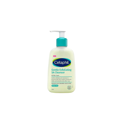 Cetaphil Gentle Exfoliating SA Cleanser bottle on a white background
