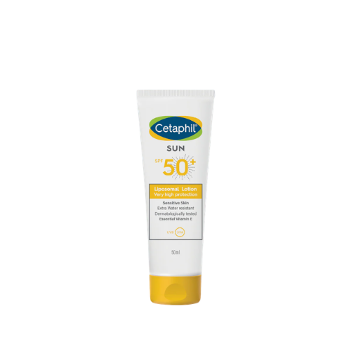 Cetaphil sunscreen lotion tube on a white background