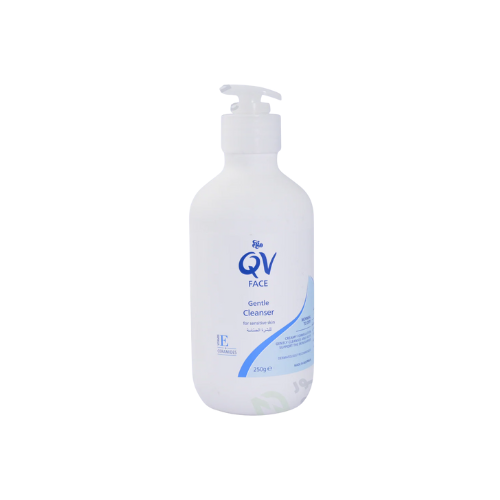 QV Face Gentle Cleanser bottle on a white background