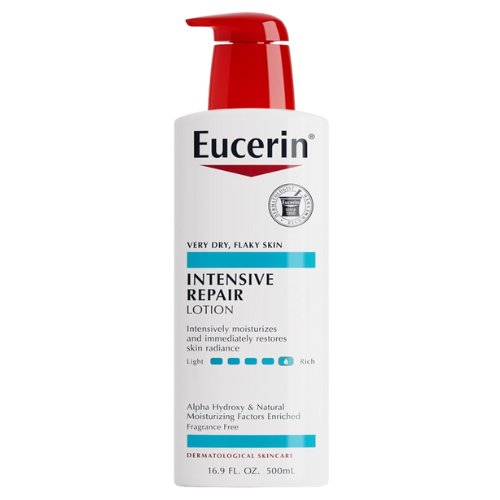 Eucerin Intensive Repair Lotion bottle on a white background