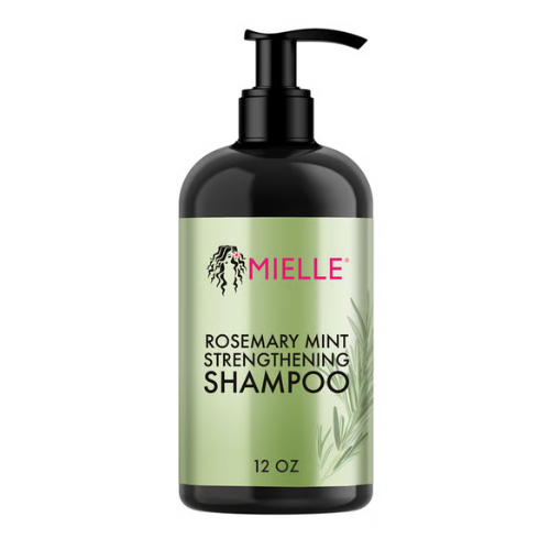 Mielle Rosemary Mint Strengthening Shampoo bottle on a white background