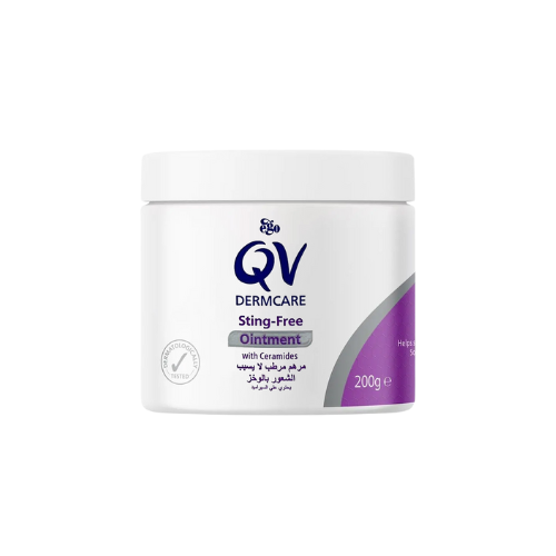 QV Dermcare Sting-Free Ointment jar on a white background