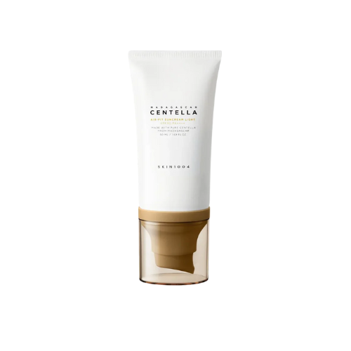 Skincare product with white container and brown base on a white background